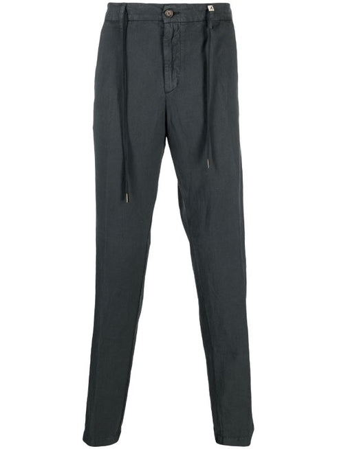 drawstring-waist lyocell-linen chino trousers